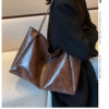 Vintage Women's Tote Bag Athletic Casual Fashion Large Capacity Leather Shoulder Bag Shopper Harajuku Simple Handbag