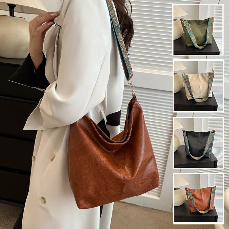 Women's Shoulder Bag With Ethnic Style Wide Shoulder Strap Ins Large Capacity Bucket Crossbody Bags…