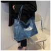 Vintage Women's Tote Bag Athletic Casual Fashion Large Capacity Leather Shoulder Bag Shopper Harajuku Simple Handbag