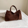 Hot Sale Decorative Design Solid Faux Suede Handbag Large Capacity Casual Tote Bags For Women Tote Design Portable Shoulder Bag