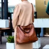 Luxury Leather Print Hobo Anti-Theft Handbag + FREE Pouch Wallet