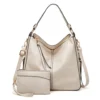 Luxury Leather Print Hobo Anti-Theft Handbag + FREE Pouch Wallet